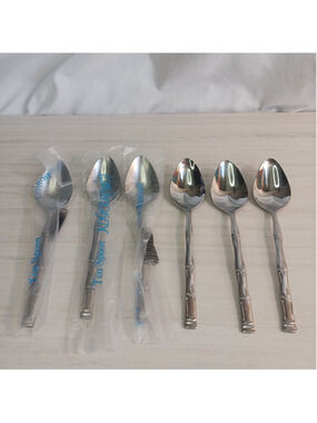 Estia Gourmet Stainless Tea Spoons Set of 6 Bamboo Style Korea